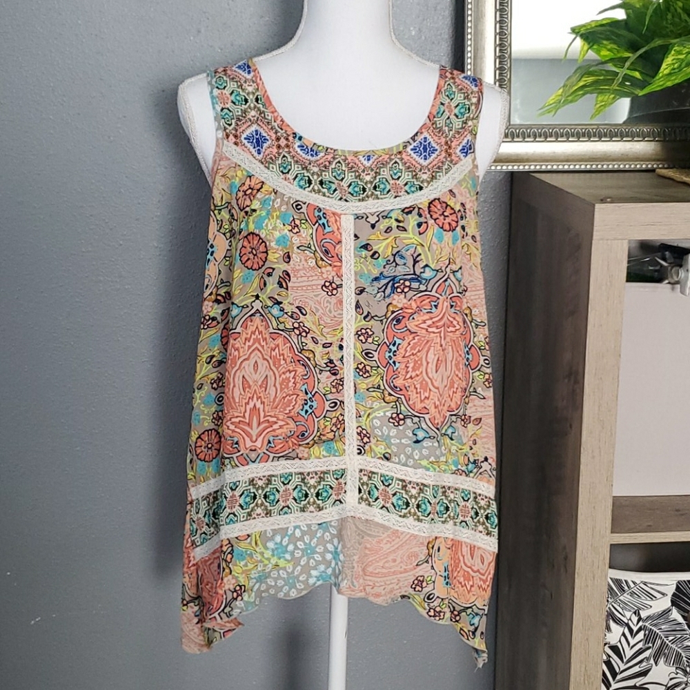 Sense Aztec  floral flowy button clasp blouse